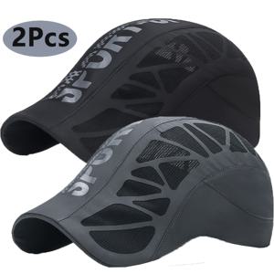 TEMU 남성 여름 신상 아웃도어 스포츠 퀵 드라이 선 햇, 스타일리시하고 트렌디한 쿨 메쉬 야구 모자 2개 세트