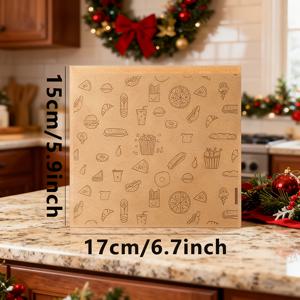 TEMU CJORWYN 100개입 샌드위치백, 방수 베이커리백, 종이 도시락백, 쿠키백, 베이커리용 갈색 종이백, 버거, 바비큐, 간식 등에 적합 - 내구성 PET 코팅, 캠핑, 푸드트럭, 레스토랑에 완벽한 패스트푸드 일러스트