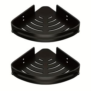 TEMU 무드릴 2단 코너 욕실 선반 - 내구성 강한 방청 플라스틱 샤워 정리대, 접착식/벽걸이 설치, 공간 절약형 2단 선반, 샴푸, 화장품, 욕실용품에 적합 - 설치 시 드릴링 불필요