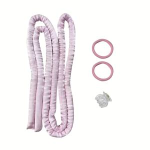 TEMU 밤새 뜨거운 열 없이 컬, 열 없이 슬림 컬러, 긴 머리부터 중간 머리까지 사용 가능한 콤팩트 컬링 로드 헤어밴드 클립 세트, 핑크색