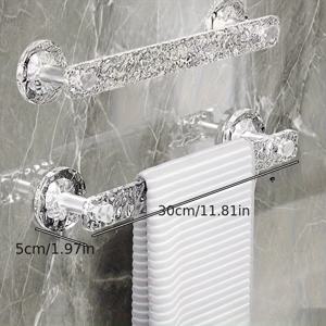 TEMU 고접착 무드릴 욕실 타월 바 - 벽걸이형, 투명 물결 디자인, 홈 정리용 완벽한 욕실 타월 홀더