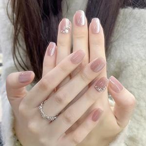 TEMU 호석이 박힌 고급스러운 숏 스퀘어 캣아이 누드 글리터 пресс온 네일 30개 세트, 착용 가능한 네일 아트 스타일링 용품. 매니큐어로 사랑을 표현하고 달콤함으로 하루를 채우세요. 버퍼 블록, 젤리 글루 포함, 내추럴한 핏과 재사용 가능한 고품질 제품