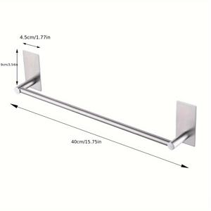 TEMU 스테인리스 스틸 타월 바 - 드릴 없는 벽걸이 욕실 랙, 모던한 욕실용 304 스테인리스 싱글 로드 타월 홀더, 디자인, 쉬운 설치