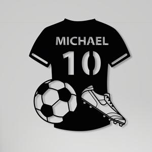 TEMU 맞춤형 축구 선수 메탈 사인 - 이름과 번호가 새겨진 축구 저지 디자인, 축구공 & 클리트 아트 포함 - 내구성 있는 금속 벽 장식, 스포츠 팬을 위한 선물 (실내/외용), 전기 불필요, 남성 동굴 장식, 고품질 금속 공예, 운동 애호가를 위한 고급 메탈워크