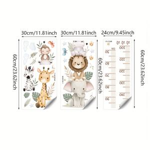 TEMU BRUP 성장 측정 벽 스티커 - 탈부착 가능한 PVC 키 측정 도구, 기린, 코끼리 & 공룡 데칼, 센티미터/인치 스케일, 유아실, 어린이 방 장식, 샤워 선물, 쉽게 붙였다 떼는 스티커 (잔여물 없음)