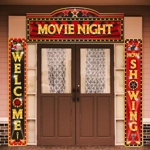 TEMU 2D 플랫 1개 43.3X70.8 인치 배경 배너 패턴 영화 밤 포치 배너 장식 스튜디오 사진 촬영 용품, 사진 부스 용품, 테이블 장식 및 생일 애완 동물 결혼 가족 파티 축제 장식에 적합합니다.