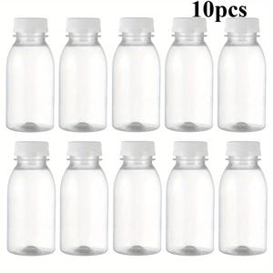 TEMU 10개입 플라스틱 주스병 뚜껑 포함 투명 재사용 가능 음료병 (200ml/6.66oz) - 주스, 우유, 차, 보관용