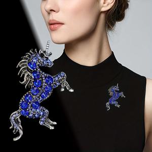 TEMU 유니콘 브로치, 블루 라인스톤, 블루 톤 드레스, 매직 핸드백, 일상적인 의상 액세서리 | 매혹적인 액세서리 | 라인스톤 장식 브로치