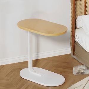 TEMU 소파용 C자형 사이드 테이블 - 공간 절약형 모던 디자인, 튼튼한 메탈 베이스와 월넛 나무 상판, 커피 및 스낵에 적합한 다층 구조 - 거실 및 침실용 나이트 스탠드 가구.|쇼파