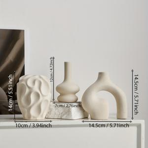 TEMU 3개 세트 화이트 모던 바스, 북 스타일 선반 장식용 라운드 빈티지 꽃병, 트렌디한 거실/입구 코프테이블 크리스마스 선물 - 도넛 보보 에스테틱 홈 데코