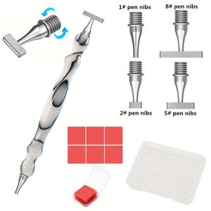 TEMU 5D 페인팅 도구 레진 펜, 다기능 스테인리스 스틸 나사산 얇은 펜 팁 특징, 접착제, 클레이, 왁스 포함, 네일 아트 및 페인팅에 적합.