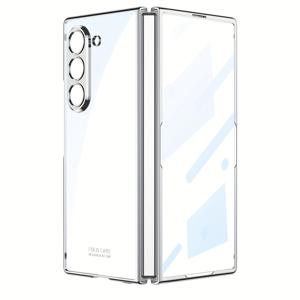TEMU 삼성 갤럭시 Z 폴드 7 호환, 충격 방지 기능과 스크린 보호 필름이 있는 전기 도금 투명 후면 케이스