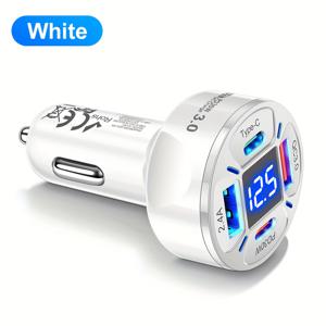 TEMU 120W 4포트 차량용 충전기: 듀얼 USB 3.1A 포트 + QC 3.0 고속 충전 포트 + LED 전압 모니터링 기능 슈퍼 포트, 태블릿 및 아이폰 시리즈 호환