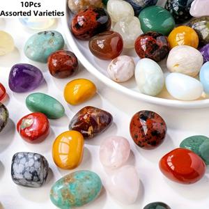 TEMU 10/20개 천연 아게이트 텀블 스톤 - 광택 불규칙 합성 보석, 주얼리 제작, 홈 데코, 화분 또는 어항 채우기에 적합 - DIY 주얼리 제작에서 창의력을 발휘할 수 있는 완벽한 장식 선물|화분