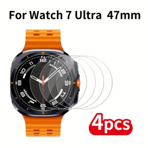 TEMU 7 울트라 47mm용 강화유리 스크린 보호필름 4개 세트, 스크래치 방지 스마트워치 화면보호기 - 9H 경도