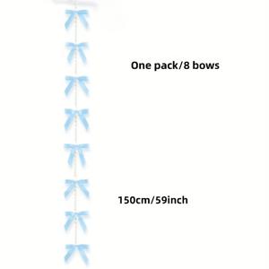 TEMU 8개 세트 우아한 진주 체인 리본 보우타이 파티 장식 - 블루 폴리에스터 리본, 결혼식, 생일, 크리스마스, 발렌타인데이용 - 벽, 선반, 테이블 데코, 발레 테마 파티 소품, 축제 수공예 공예