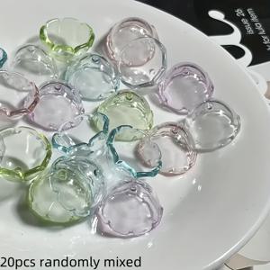 TEMU 20개 랜덤 혼합 투명 플라스틱 풍경 캡, 바다 해파리 풍경 캡, 키체인, 펜던트, 휴대폰 스트랩, 다양한 색상의 액세서리 재료, 풍경 펜던트, 자동차 및 가정 장식 공예품, 비드 캡에 적합