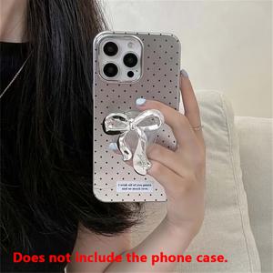 TEMU 한국식 귀여운 실버 리본 그립톡 투명 폰 핑거링 홀더 스탠드 지원 아이폰 삼성 접이식 소켓 여성용 브래킷|그립톡