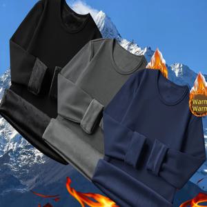 TEMU 남성용 가을 겨울 러닝 탑 3pcs 타이트핏 따뜻한 긴팔 라운드넥 벨벳 캐주얼 스포츠 언더웨어|짐웨어