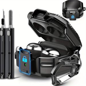 TEMU 삼성 갤럭시 버즈 FE 케이스 (2023)/ 버즈 2 프로 케이스 2022/ 버즈 프로 2021/ 버즈 2 2021/ 버즈 라이브 2020 커버용 카본 파이버 케이스 + 잠금장치 및 클리너 키트