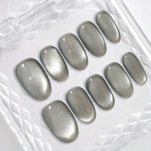 TEMU Toitoi | 핸드메이드 인조 네일 - 짧은 타원형, 메탈릭 실버 미러 엔드, 글로시 샤인 - 파티, 나이트라이프 스타일, 그리고 로컬/미러 시리즈 가을 2025 네일 아트 트렌디한 아크릴 웨어에 적합