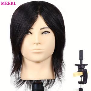 TEMU 실모 헤어가 달린 남성용 마네킹 헤드 | 미용사 연습 미용 스타일링 훈련 인형 머리 (테이블 스탠드 클램프 포함), 브랜드: MEERL