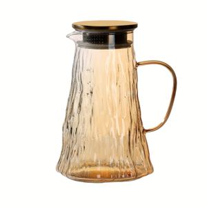 TEMU 빗방울 패턴 디자인의 고흑 유리 물병, 대용량 유리 냉수 주그, 재사용 가능하고 세척이 용이함, 전자레인지/냉장고 사용 가능, 주스, 콜드 브루 커피/차, 음료에 적합, 손잡이 A가 있는 새로운 빗방울 패턴 디자인