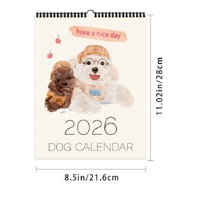 TEMU 1개, 2026 벽걸이 달력, 귀여운 일러스트 강아지 달력, 핸드드로우 강아지, 강아지 애호가를 위한, 12가지 다양한 정교한 패턴, 12개월 월간 플래너가 포함된 2026 벽걸이 달력, 생일, 크리스마스, 새해 선물로 완벽, 미국 버전 포함