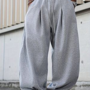 TEMU 무지 무늬가 없는 루즈핏 회색 스웨트팬츠, 캐주얼한 일상복으로 완벽합니다.|냉장고바지|바지