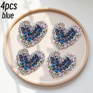 TEMU 4개 세트 반짝이는 하트 아이언온 패치 - 바느질 없이 글리터 DIY 데코, 휴대폰 케이스, 모자, 재킷, 가방용. 완벽한 선물 및 패션 액세서리 공예 재료