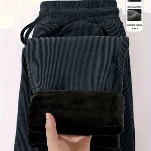 TEMU 인기 스타일리시하고 다재다능한 남성용 캐주얼 팬츠 (가을/겨울용), 따뜻한 코듀로이 원단 특징.|냉장고바지|남자바지|바지