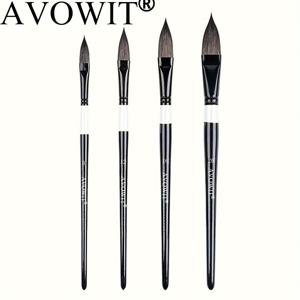 TEMU 4개입 전문가용 수채화 브러쉬 세트, 고양이 혀 모양 브러쉬, 수입 나일론 브러쉬모, 비어나무 손잡이, 메탈 케이스, 편안한 그립감, 부드러운 팁, 수채화, 과슈, 유화 및 아크릴 페인팅에 적합 - 아티스트를 위한 선택