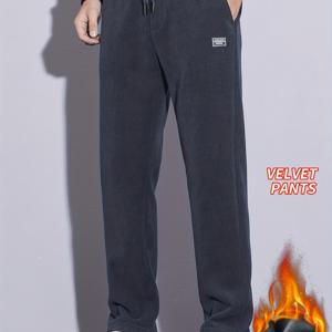 TEMU 남성용 겨울 캐주얼 팬츠, 신상 스타일, 루즈핏, 컷, 패셔너블하고 트렌디한 멀티핏 따뜻한 바지|냉장고바지|남자바지|바지