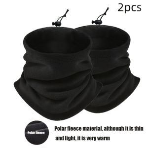 TEMU 2개 세트 남성용 보온 넥 워머 & 이어 커버 - 방풍 통기성 플로킹 칼라, 블랙/그레이 겨울 자전거, 아웃도어 & 출퇴근용, 손세탁 가능 폴리에스터 니트 추위 방지 활동용 - 듀얼 유스 넥 게이터 & 이어 커버