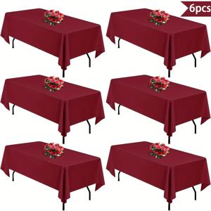 TEMU 버건디 파티 테이블 커버 6개 세트, 플라스틱, 일회용, 크기 54 X 72인치, 직사각형 테이블, 파티, 피크닉, 결혼식 및 장식에 적합. 이 직사각형 버건디 플라스틱 커버는 식탁에 완벽합니다.