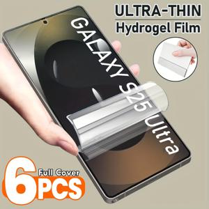TEMU 6개입 하이드로겔 플렉시블 액정 보호 필름 (삼성 갤럭시 모델 S25 Ultra, S25, Edge, S24 FE, S23 Ultra, S22, S21, S20, Ultra, Plus, FE, Note 20, Note 10 등 다양한 모델용으로 설계됨). 업그레이드된 소프트 TPU 필름으로 깨지지 않는 액정 보호 기능 제공.