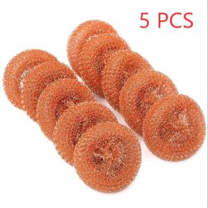 TEMU 5개입 고강도 구리 코팅 스크럽 패드 - 스크래치 방지 주방 청소 패드 (구리 코팅), 식기세척기 및 세탁기 호환, 식기, 냄비, 오븐, 조리대용 - 얼룩 제거, 설거지 스펀지