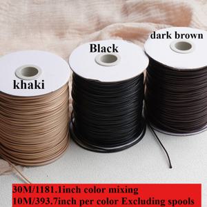 TEMU 30m/1181.1인치 혼합 색상 (카키, 블랙, 다크 브라운 각 10m/393.7인치) 자유롭게 자르고 엮을 수 있는 핸드메이드 DIY 로프 펜던트 매달기 로프, 레드 & 블랙 왁스 실, 남녀 액세서리 로프 매달기 로프 목걸이 엮기 로프