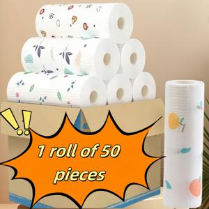 TEMU 1롤 (50개입) 재사용 가능한 다기능 주방 청소용 천 | 내구성이 뛰어난 폴리에스터 혼방, 거실, 침실, 욕실용 빠른 청소 타월, 효율적인 청소 도우미, 세탁 가능한 소재