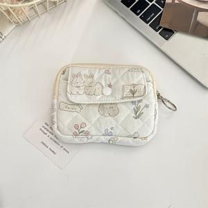 TEMU 일본 스타일 프레쉬 만화 퀼팅 동전 지갑 | 귀여운 패턴의 다기능 키체인 카드 가방, 휴대용 동전 보관, 다양한 패턴 디자인, 지퍼 잠금, 데일리 여행에 적합, 재질