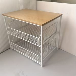 TEMU 서랍과 금속 바구니가 있는 다층 주방 수납 랙 | 튼튼한 원목 및 금속, 커피 메이커, 조리 도구, 향신료에 적합 - 모던 블랙/화이트 디자인, 전원 불필요, 내구성 좋은 가정용 정리대, 전자레인지 스탠드