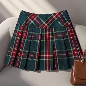 TEMU 칼라 스타일 격자무늬 주름 치마, 여성용 하이웨이스트 A라인 미니 스커트, 교복 JK 미니 스커트, 다리 길어보기 우산 치마, 격자무늬 패치워크 스커트, 봄/여름 캐주얼 미니 스커트, 한국 스타일 스위트 소녀 드레스, 활용도 높고 우아한 아우터웨어 스커트, 캠퍼스 스타일 여성 의류, 주름 밑단 디자인, 슬림핏 스커트, 일상 출퇴근용