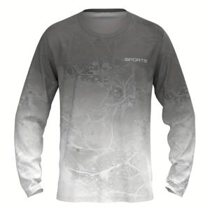 TEMU 남성용 긴팔 크루넥 셔츠 | 3D 디지털 프린트, 속건성, 통기성, 스포츠 및 야외 활동을 위한 고탄력 엘라스테인 원단