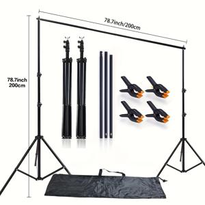 TEMU 사진 스튜디오, 파티, 결혼식용 조절 가능한 배경 스탠드 - 7x7ft/2x2m 크로스바 3개, 클램프 4개 및 풍선 아치 지지 키트 포함