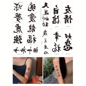 TEMU 15개입 리얼리스틱 중국어 문자 임시 타투 - 여행, 파티, 일상 사용에 적합한 방수 지속형 바디 마킹 (오래 지속되는 잉크 없음)