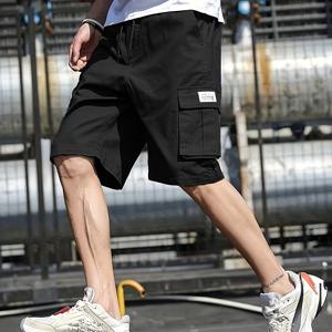 TEMU 남성용 스타일리시 카고 반바지, 허리 주름 드로스트링 및 다중 포켓