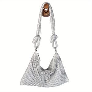 TEMU 여성용 이브닝 클러치백, 크로스바디 숄더백, 라인스톤으로 완벽하게 장식된 핸드메이드 매듭 디자인. 연회, 결혼식, 파티, 카니발, 음악 페스티벌에 완벽한 럭셔리 스타일 핸드백. 웨딩 시즌 디너, 여름 해변 휴가, 여성의 날 또는 어머니의 날 선물로 이상적. 이브닝 가운과 완벽하게 어울리는 크로스바디 백, 여성들에게 사랑받는 선물