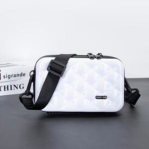 TEMU 미니 모양 남성용 크로스바디 백, 7인치 PVC 하드 쉘 클러치, 여행용 수납 가방, 숄더백, 휴대폰 가방, 소형 러기지 가방.