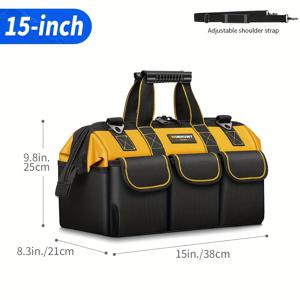 TEMU 남성용 헤비듀티 도구 가방, 다양한 기기용 와이드 마우스 토트백 - 전기공, 목수, 정비사용