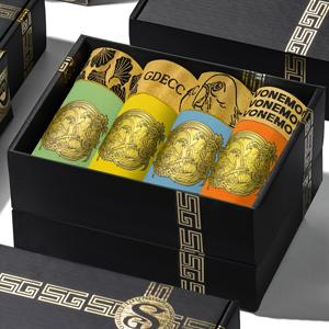 TEMU 4개 세트 블랙 & 골드 선물용 남성 바람통 쇼츠 - 대나무 레이온 소재, 통기성, 편안함, 피부 친화적, 빠른 건조, 로고, 솔리드 컬러, 레터링, 골드 포일 프린팅